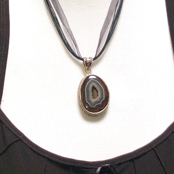 SOLD ! Sliced Botswana agate pendant - Picture 8 of 8